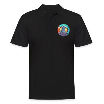 Pigeon vitrail coloré dessin animé Kawaii Anima - Polo Homme - noir - Devant - Kai (181cm)