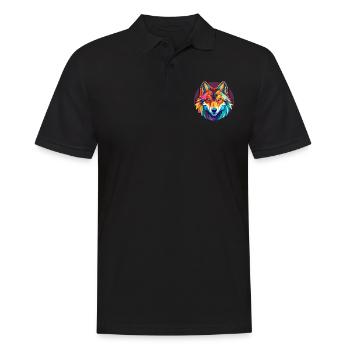 Wolf Buntes Glas Bunte Karikatur Kawaii Tier - Männer Poloshirt - Schwarz - Vorne - Kai (181cm)