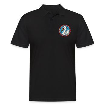 Schwanen-Buntglas-Cartoon-Kawaii-Tier - Männer Poloshirt - Schwarz - Vorne - Kai (181cm)