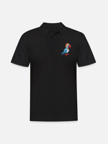 Papegøje sød glad Kawaii tegneserie clipart dyr - Herre poloshirt - sort