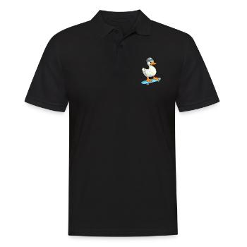 Drôle d’oie kawaii dessin animé animal de compagnie jouant à la planche à roulettes - Polo Homme - noir - Devant - Kai (181cm)