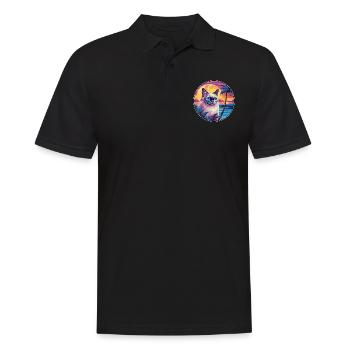 Heilige Birma-Katzenrasse, Aquarell-Cartoon Kawaii - Männer Poloshirt - Schwarz - Vorne - Kai (181cm)
