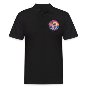 Britische Kurzhaarkatze Aquarell-Cartoon Kawaii - Männer Poloshirt - Schwarz - Vorne - Kai (181cm)