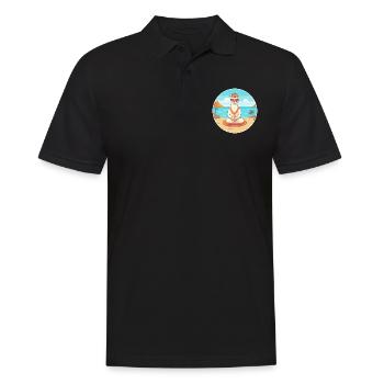 Alpaka Cartoon Yoga Strand Sommer Illustration - Männer Poloshirt - Schwarz - Vorne - Kai (181cm)