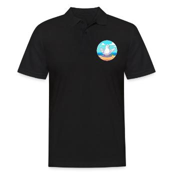 Taube Cartoon Yoga Strand Sommer Illustration - Männer Poloshirt - Schwarz - Vorne - Kai (181cm)