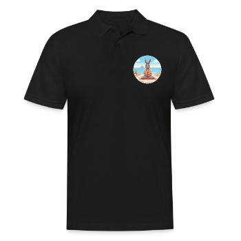 Donkey Cartoon Yoga Beach Summer Illustration - Men's Polo Shirt - black - Front - Kai (181cm)
