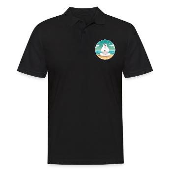 Ours Polaire Dessin Animé Yoga Plage Été Illustration - Polo Homme - noir - Devant - Kai (181cm)