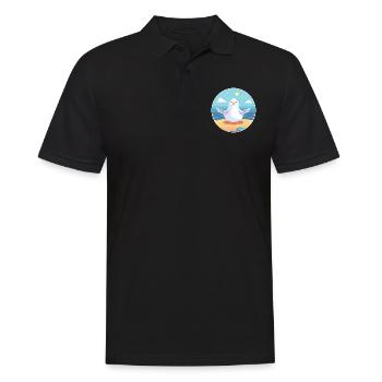 Mouette Cartoon Yoga Plage Illustration D’été - Polo Homme - noir - Devant - Kai (181cm)