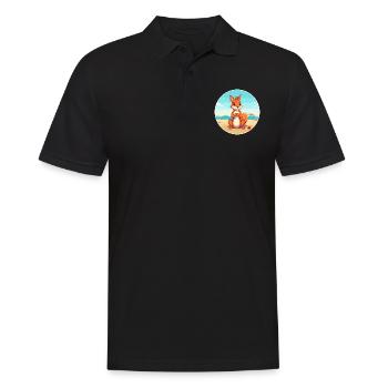 Squirrel Cartoon Yoga Beach Summer Illustration - Men's Polo Shirt - black - Front - Kai (181cm)