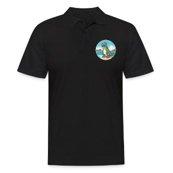 Dinosaurier Aquarell Cartoon Kawaii Clipart Tier - Männer Poloshirt - Schwarz - Vorne - Kai (181cm)