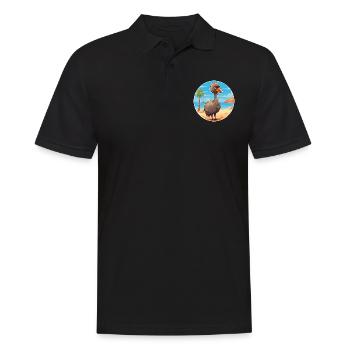 Emu Watercolor Cartoon Kawaii Clipart Animal - Men's Polo Shirt - black - Front - Kai (181cm)