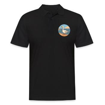 Goose Watercolor Cartoon Kawaii Clipart Animal - Men's Polo Shirt - black - Front - Kai (181cm)