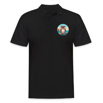 Eule Aquarell Karikatur Kawaii Clipart Tier - Männer Poloshirt - Schwarz - Vorne - Kai (181cm)