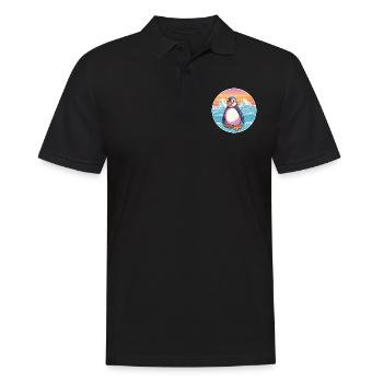 Pinguin Aquarell Cartoon Kawaii Clipart Tier - Männer Poloshirt - Schwarz - Vorne - Kai (181cm)