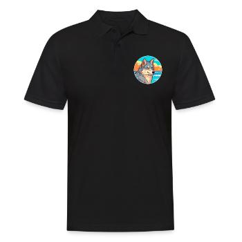 Wolf Watercolor Cartoon Kawaii Clipart Animal - Men's Polo Shirt - black - Front - Kai (181cm)