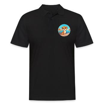 Cheetah Watercolor Cartoon Kawaii Clipart Animal - Men's Polo Shirt - black - Front - Kai (181cm)