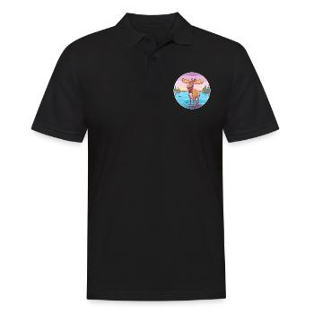 Elch Aquarell Cartoon Kawaii Clipart Tier - Männer Poloshirt - Schwarz - Vorne - Kai (181cm)
