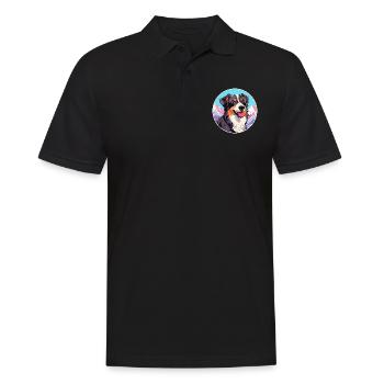 Aidi race de chien dessin animé Kawaii aquarelle - Polo Homme - noir - Devant - Kai (181cm)