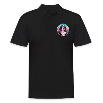 Alpine Spaniel Dog Breed Cartoon Kawaii Watercolor - Men's Polo Shirt - black - Front - Kai (181cm)