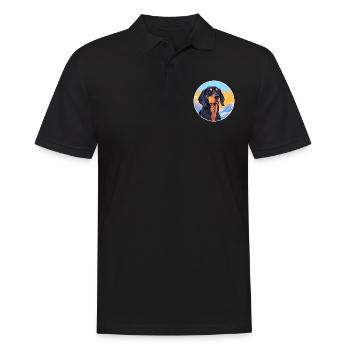 Noir et Tan Coonhound chien race Cartoon Kawaii W - Polo Homme - noir - Devant - Kai (181cm)