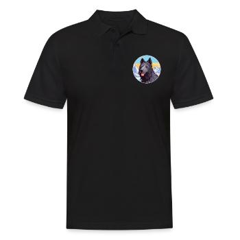 Chien de berger belge race de chien Cartoon Kawaii Watercol - Polo Homme - noir - Devant - Kai (181cm)