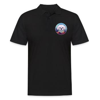 Bichon Frise chien race Cartoon Kawaii aquarelle - Polo Homme - noir - Devant - Kai (181cm)