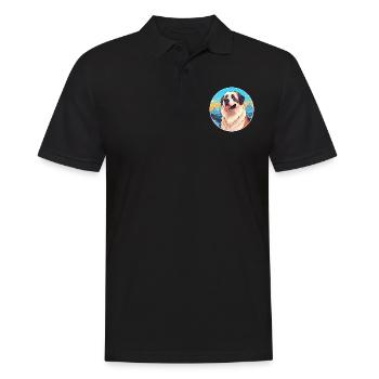 Caucasian Ovcharka Dog Breed Cartoon Kawaii Waterc - Men's Polo Shirt - black - Front - Kai (181cm)