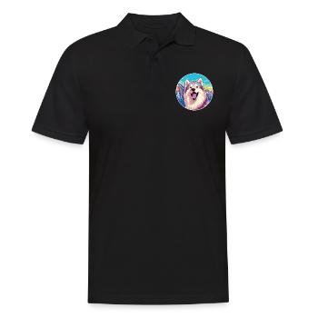 Chien esquimau canadien race Cartoon Kawaii Watercolo - Polo Homme - noir - Devant - Kai (181cm)