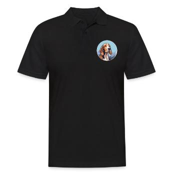 Finnish Hound Dog Breed Cartoon Kawaii Watercolor - Men's Polo Shirt - black - Front - Kai (181cm)