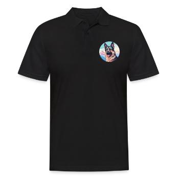 German Shepherd Dog Breed Cartoon Kawaii Watercolo - Men's Polo Shirt - black - Front - Kai (181cm)