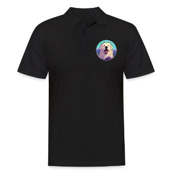 Grande race de chien des Pyrénées dessin animé Kawaii aquarelle - Polo Homme - noir - Devant - Kai (181cm)