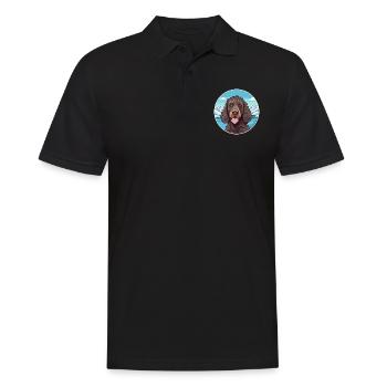 Irischer Wasserspaniel Hunderasse Cartoon Kawaii Wasser - Männer Poloshirt - Schwarz - Vorne - Kai (181cm)