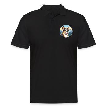 Lundehund chien race dessin animé Kawaii aquarelle - Polo Homme - noir - Devant - Kai (181cm)