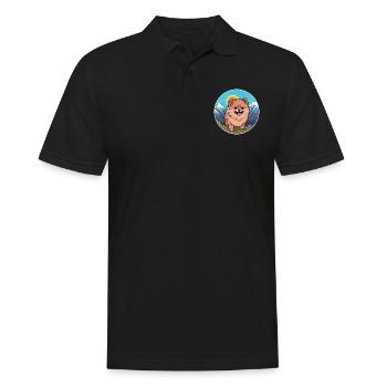 Pommersche Hunderasse Karikatur Kawaii Aquarell - Männer Poloshirt - Schwarz - Vorne - Kai (181cm)