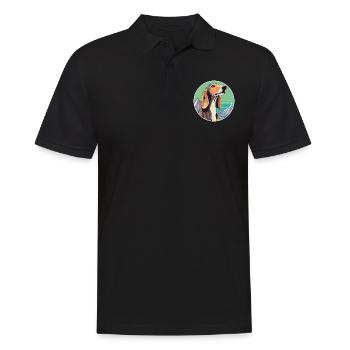 Saluki Dog Breed Cartoon Kawaii Watercolor - Men's Polo Shirt - black - Front - Kai (181cm)