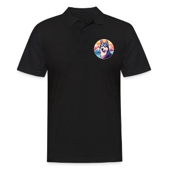 Prazsky Krysarik Dog Breed Cartoon Kawaii Watercol - Men's Polo Shirt - black - Front - Kai (181cm)