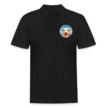 Pumi Hunderasse Karikatur Kawaii Aquarell - Männer Poloshirt - Schwarz - Vorne - Kai (181cm)