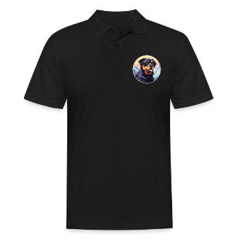 Rottweiler chien race dessin animé Kawaii aquarelle - Polo Homme - noir - Devant - Kai (181cm)