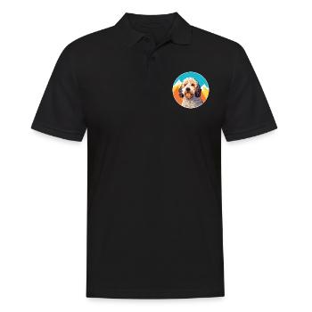Spanischer Wasserhund Rasse Cartoon Kawaii Aquarell - Männer Poloshirt - Schwarz - Vorne - Kai (181cm)
