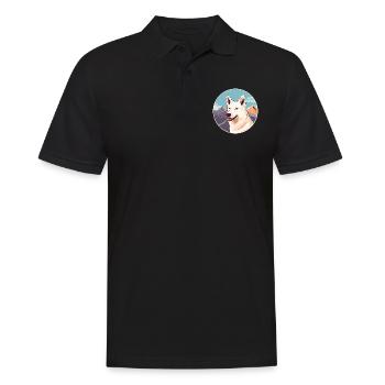 Chien de berger blanc race Cartoon Kawaii aquarelle - Polo Homme - noir - Devant - Kai (181cm)