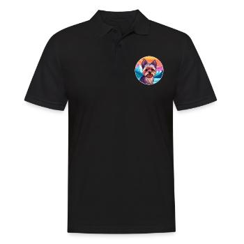 Yorkshire Terrier Dog Breed Cartoon Kawaii Waterco - Men's Polo Shirt - black - Front - Kai (181cm)