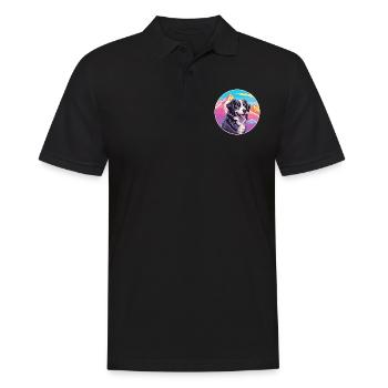 Chien de berger basque race dessin animé kawaii watercolo - Polo Homme - noir - Devant - Kai (181cm)