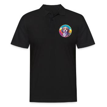 Catalan Sheepdog Dog Breed Cartoon Kawaii Watercol - Men's Polo Shirt - black - Front - Kai (181cm)