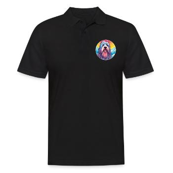 Briard Hund Rasse Cartoon Kawaii Aquarell - Männer Poloshirt - Schwarz - Vorne - Kai (181cm)