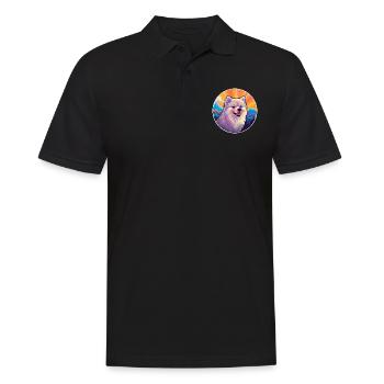 Deutsche Spitz Hunderasse Karikatur Kawaii Aquarell - Männer Poloshirt - Schwarz - Vorne - Kai (181cm)