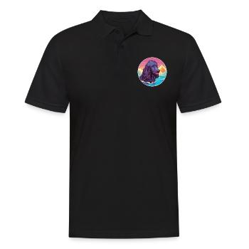 Irischer Wasserspaniel Hunderasse Cartoon Kawaii Wasser - Männer Poloshirt - Schwarz - Vorne - Kai (181cm)