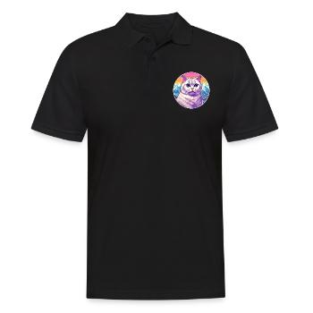 British Shorthair chat coloré dessin animé aquarelle - Polo Homme - noir - Devant - Kai (181cm)
