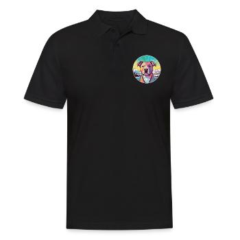 Pitbull Dog Breed Cartoon Kawaii Watercolor - Men's Polo Shirt - black - Front - Kai (181cm)