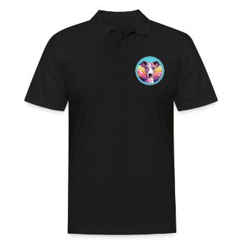 Whippet chien race dessin animé Kawaii aquarelle - Polo Homme - noir - Devant - Kai (181cm)