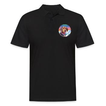 Wirehaired Dachshund Dog Breed Cartoon Kawaii Wate - Men's Polo Shirt - black - Front - Kai (181cm)
